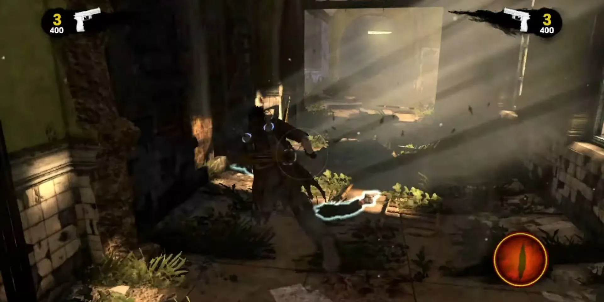 Nhân vật Bryce tái tạo lại cơ thể sau khi bị phân mảnh trong game hành động NeverDead
