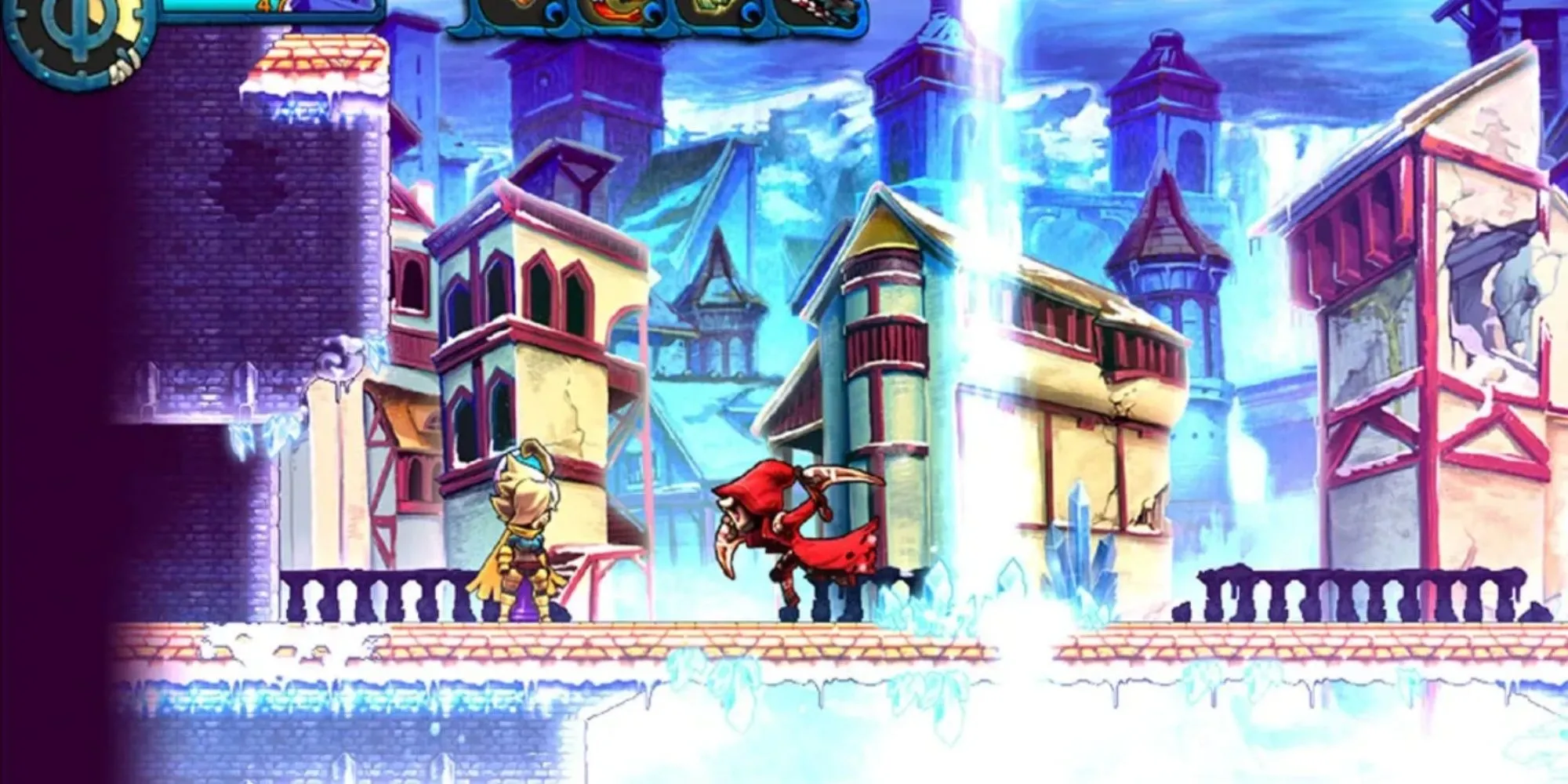 Nhân vật chính chiến đấu và giao diện skill tree trong Valdis Story Abyssal City