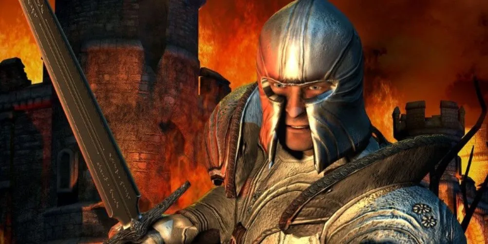 Nhân vật chính của The Elder Scrolls IV: Oblivion nhìn về phía trước