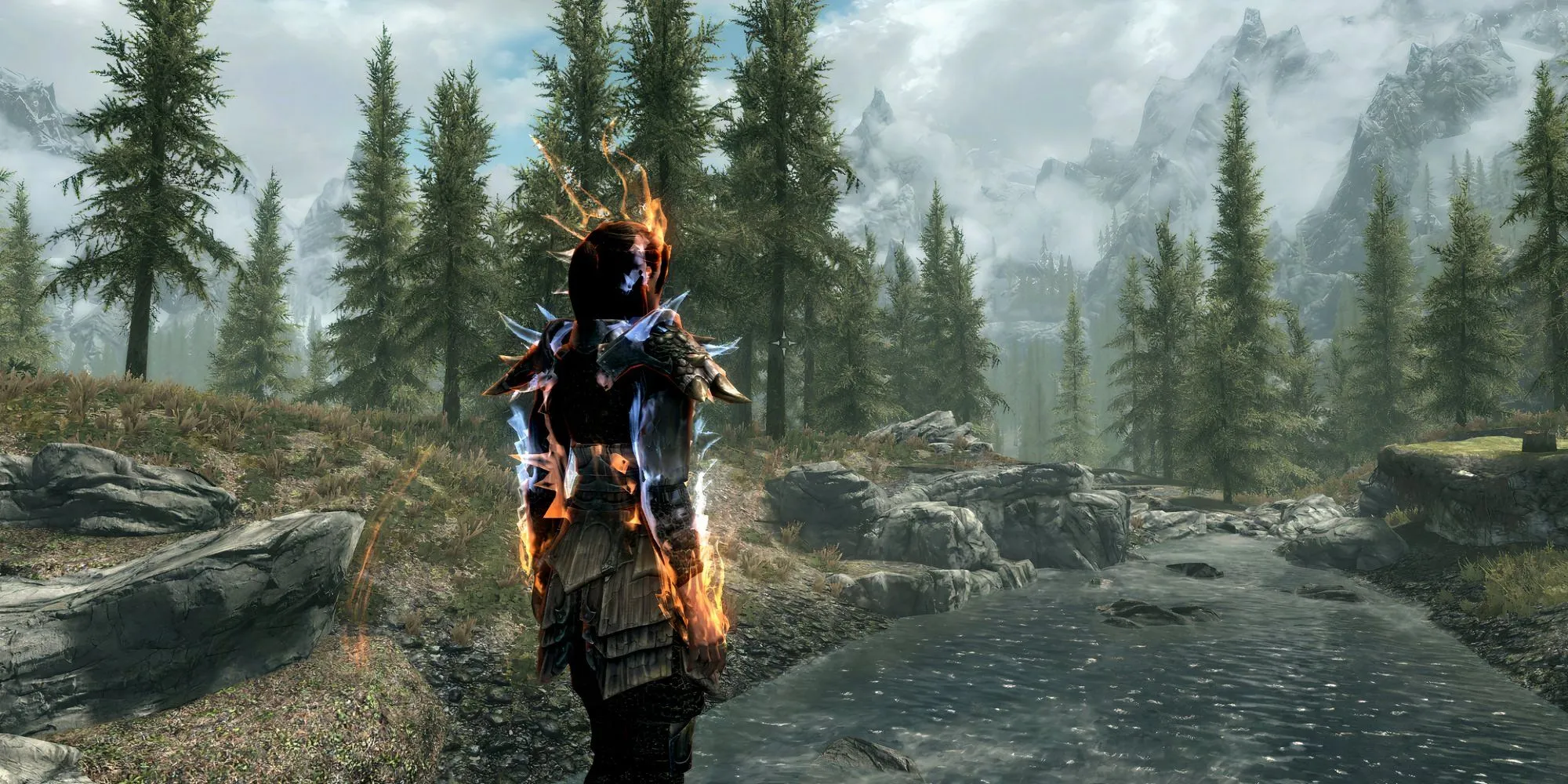Nhân vật Dragonborn sử dụng tiếng hét rồng mạnh mẽ trong Skyrim
