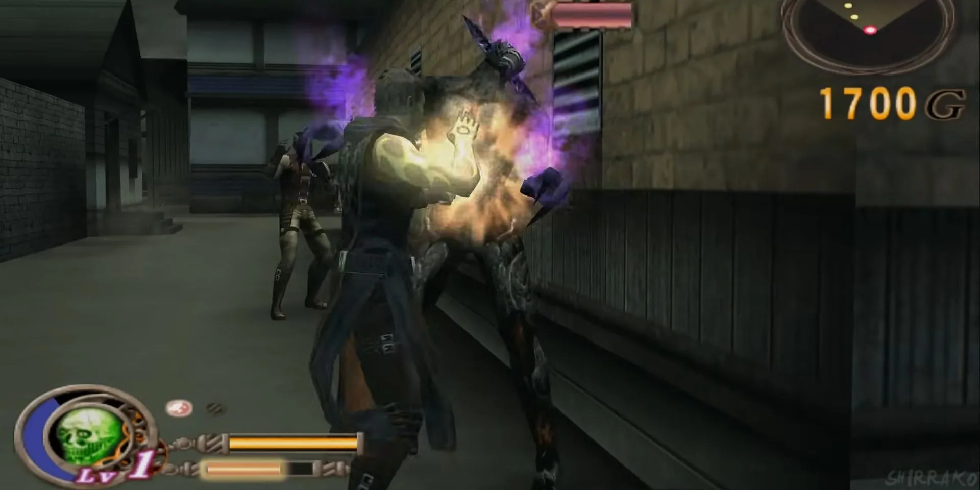 Nhân vật Gene giáng đòn vào một con quỷ trong game God Hand
