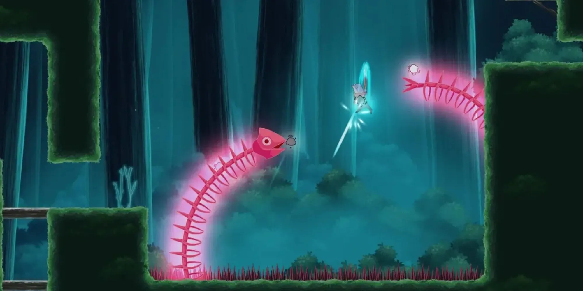 Nhân vật Iko bay giữa các hòn đảo lơ lửng trong game Islets