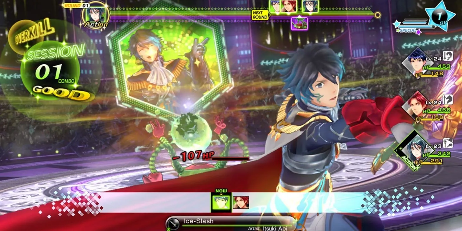 Nhân vật Itsuki tấn công kẻ thù trong JRPG Tokyo Mirage Sessions #FE
