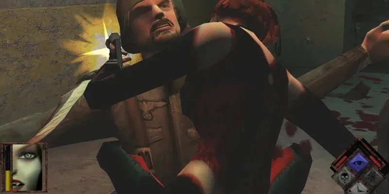 Nhân vật Rayne chiến đấu trong BloodRayne, game hành động về ma cà rồng trên GameCube