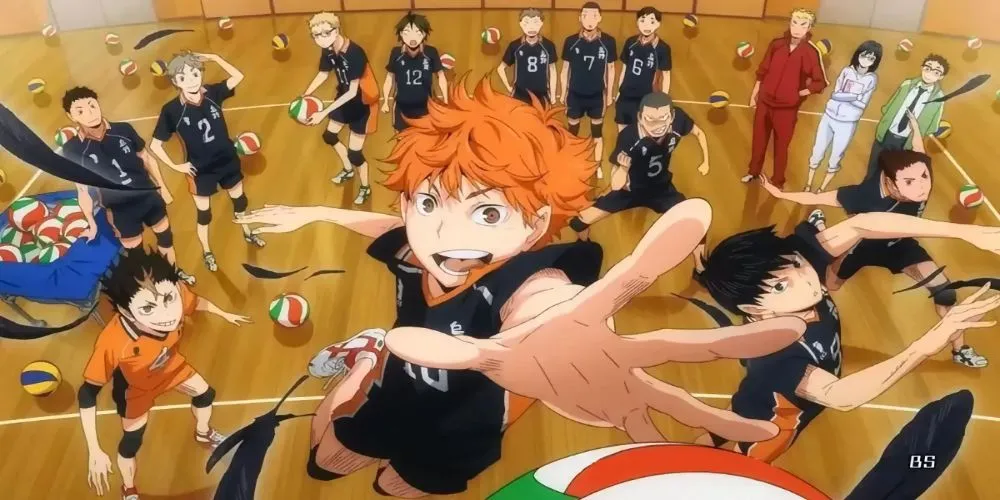 Nhân vật Shoyo Hinata với quả bóng chuyền biểu tượng trong anime Haikyuu!!.