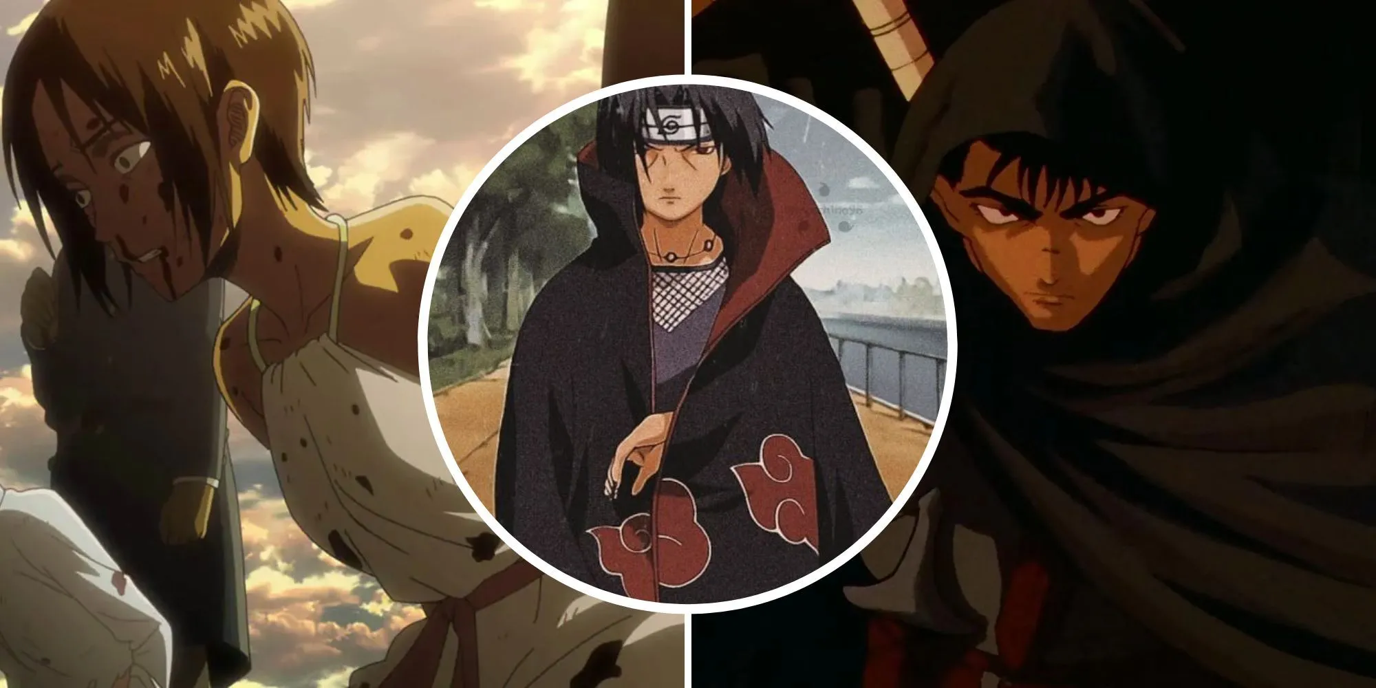 Nhân vật Ymir, Itachi và Guts trong anime bi kịch