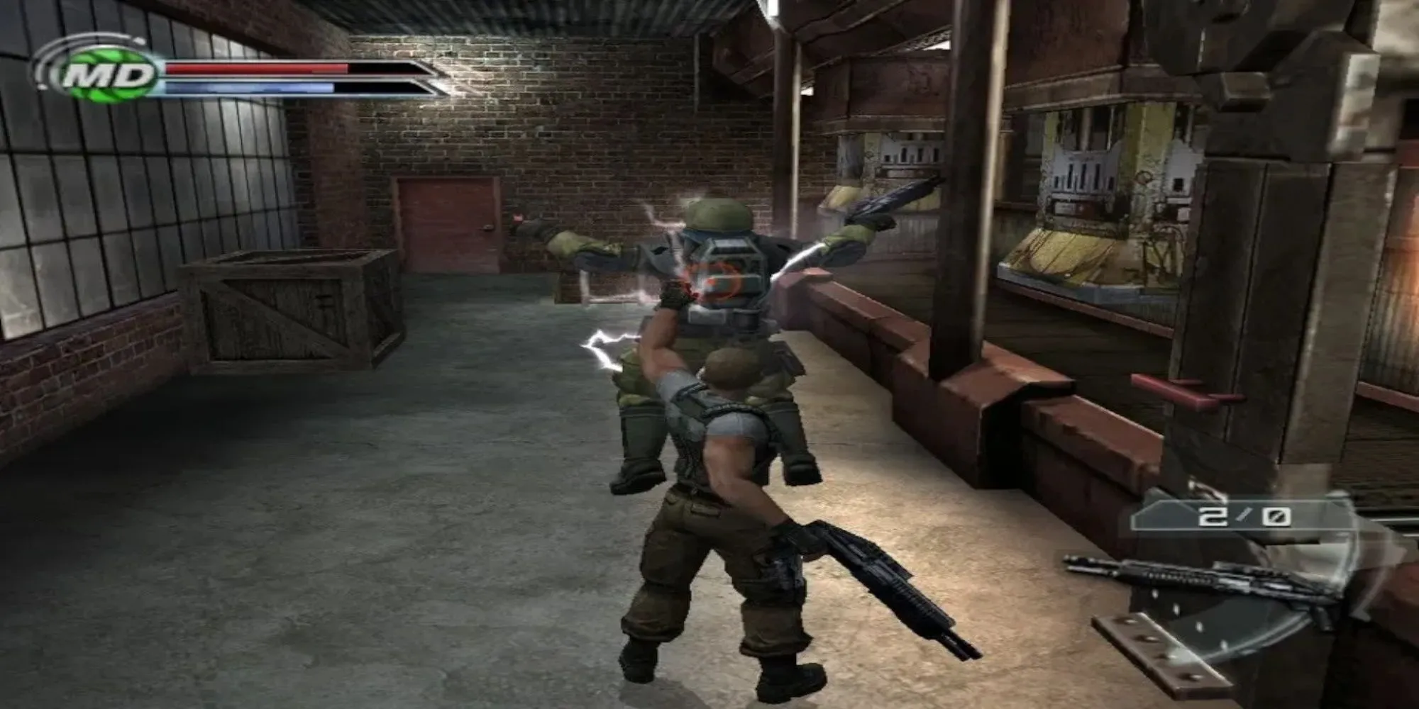 Nick Scryer, nhân vật chính trong game PSI-Ops: The Mindgate Conspiracy, sử dụng năng lực tâm linh để nhấc bổng kẻ địch.