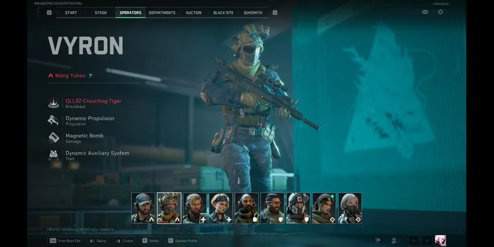Operator Vyron sử dụng kỹ năng Dash trong Delta Force