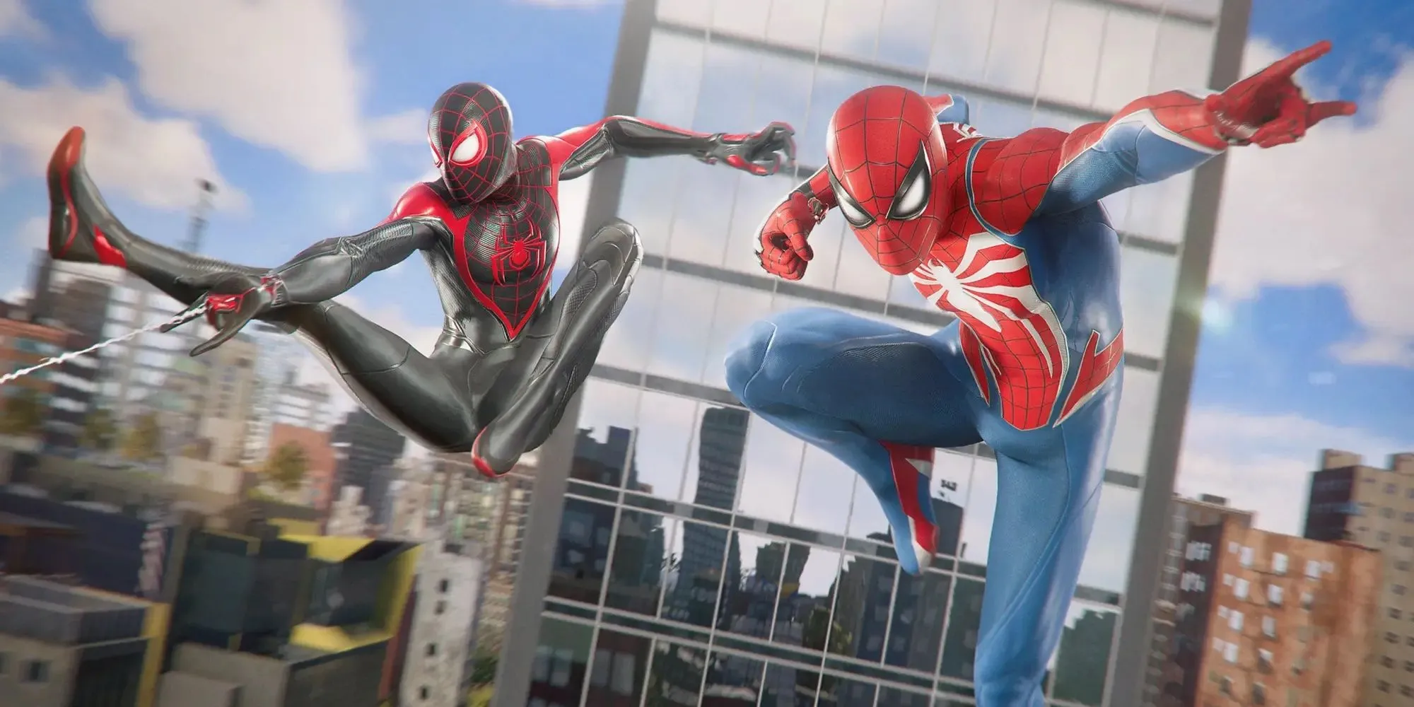 Peter Parker và Miles Morales đu tơ song song trong Marvel's Spider-Man 2