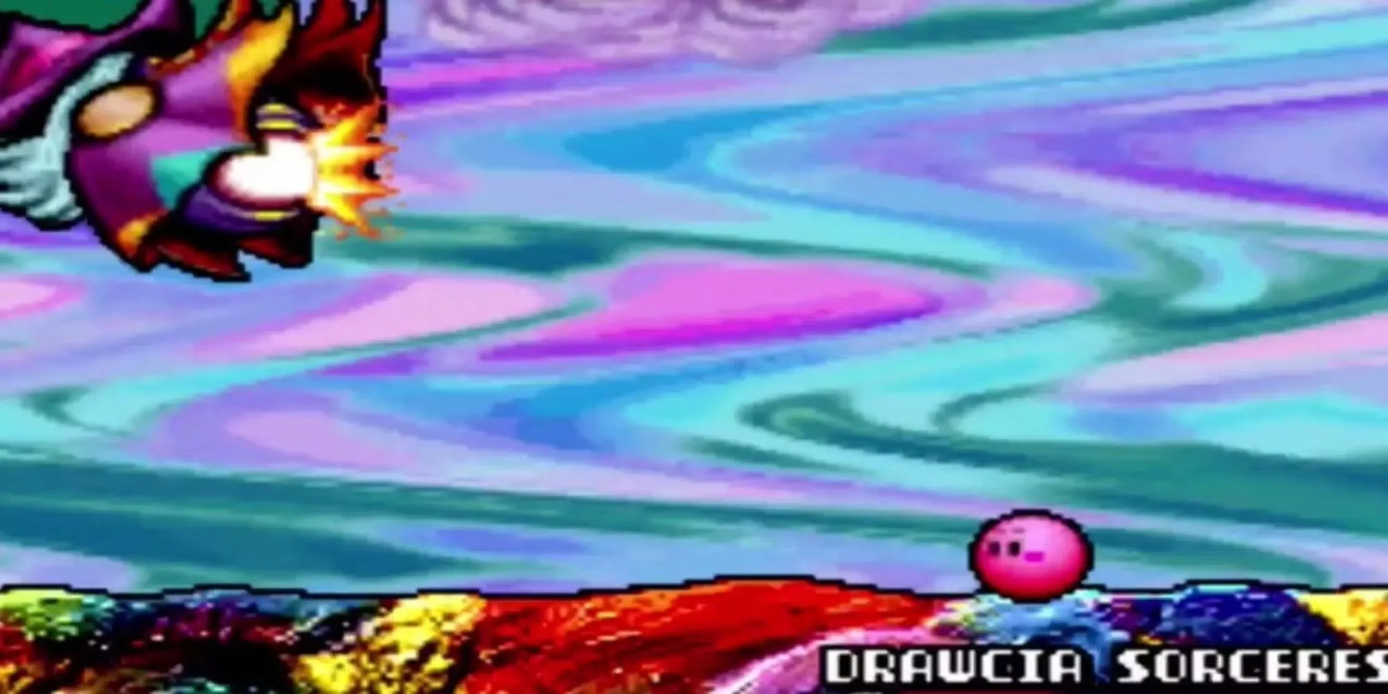 Phong cách đồ họa màu sắc và Kirby cuộn tròn trong game Kirby: Canvas Curse