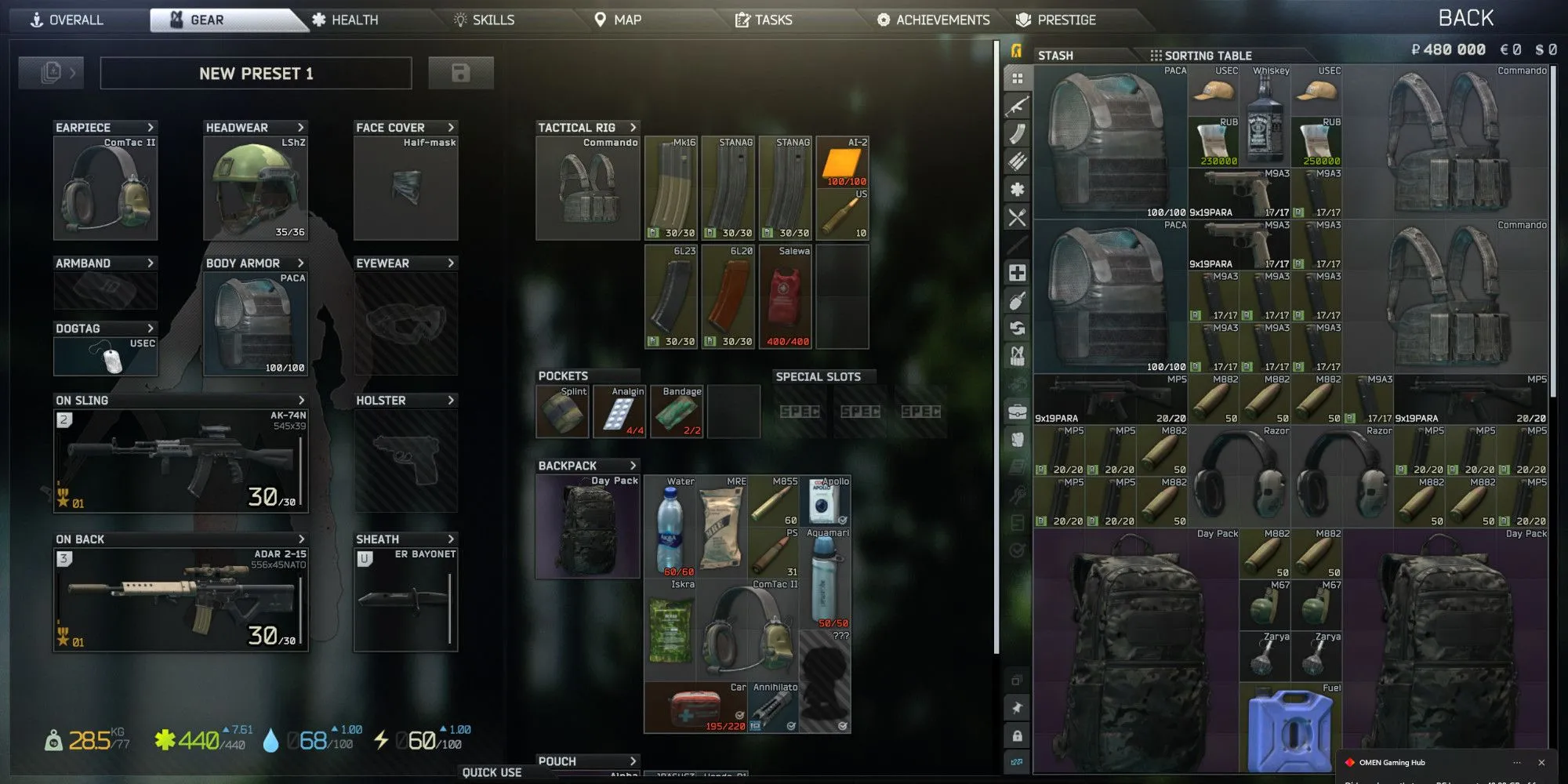 Quản lý kho đồ chật cứng vật phẩm trong game Escape From Tarkov