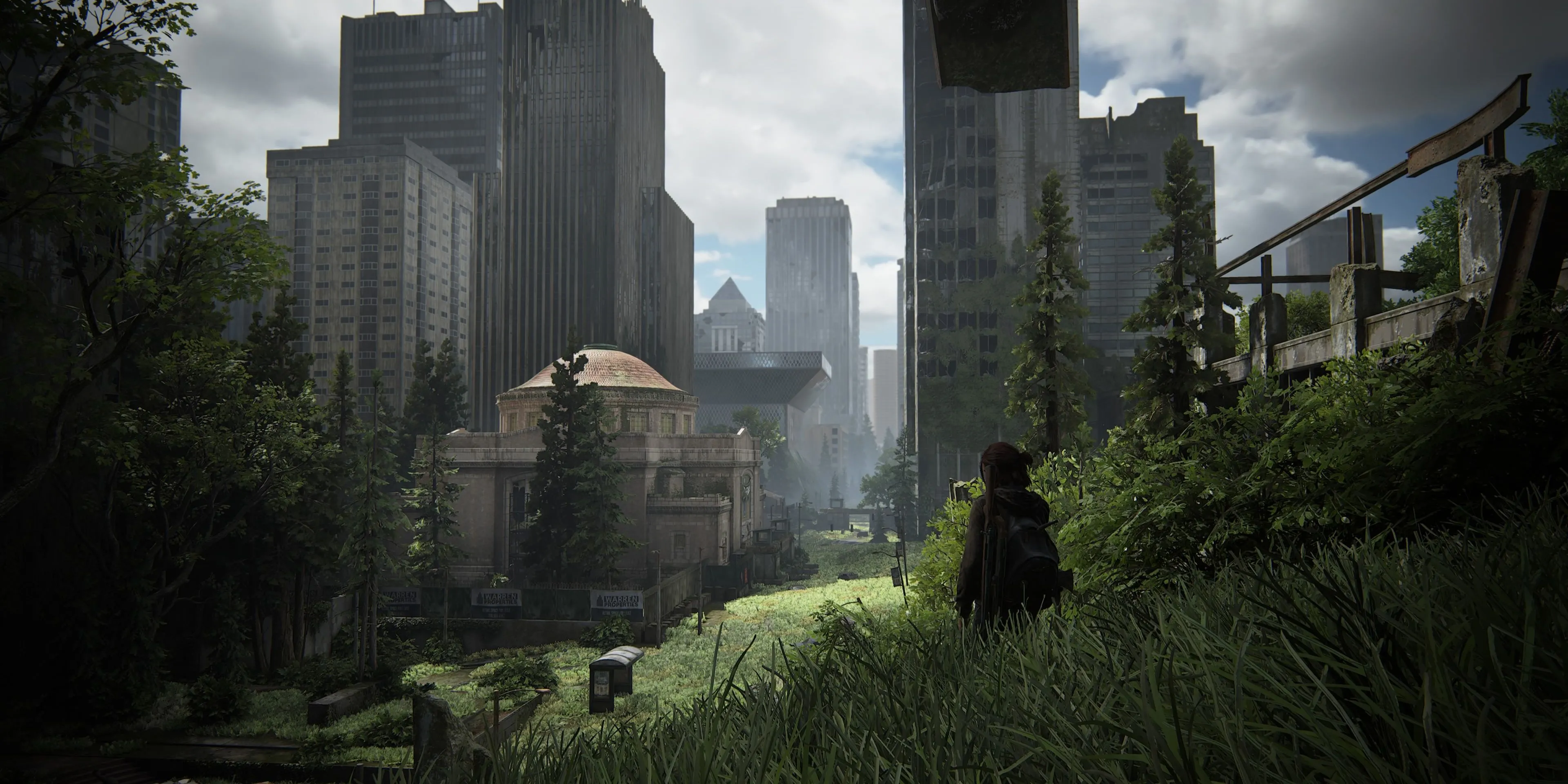 Quang cảnh thành phố Seattle đổ nát trong The Last of Us Part 2, minh họa đồ họa chi tiết