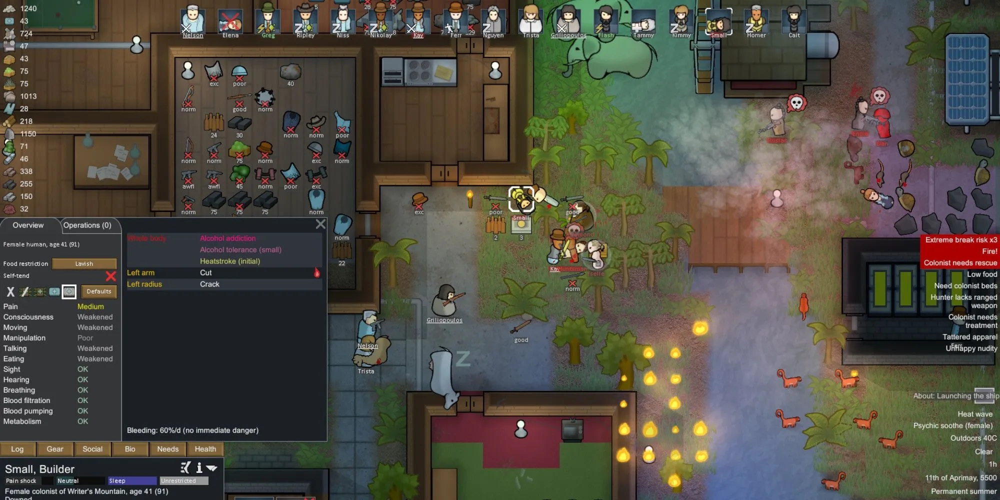 RimWorld base building and survival game interface