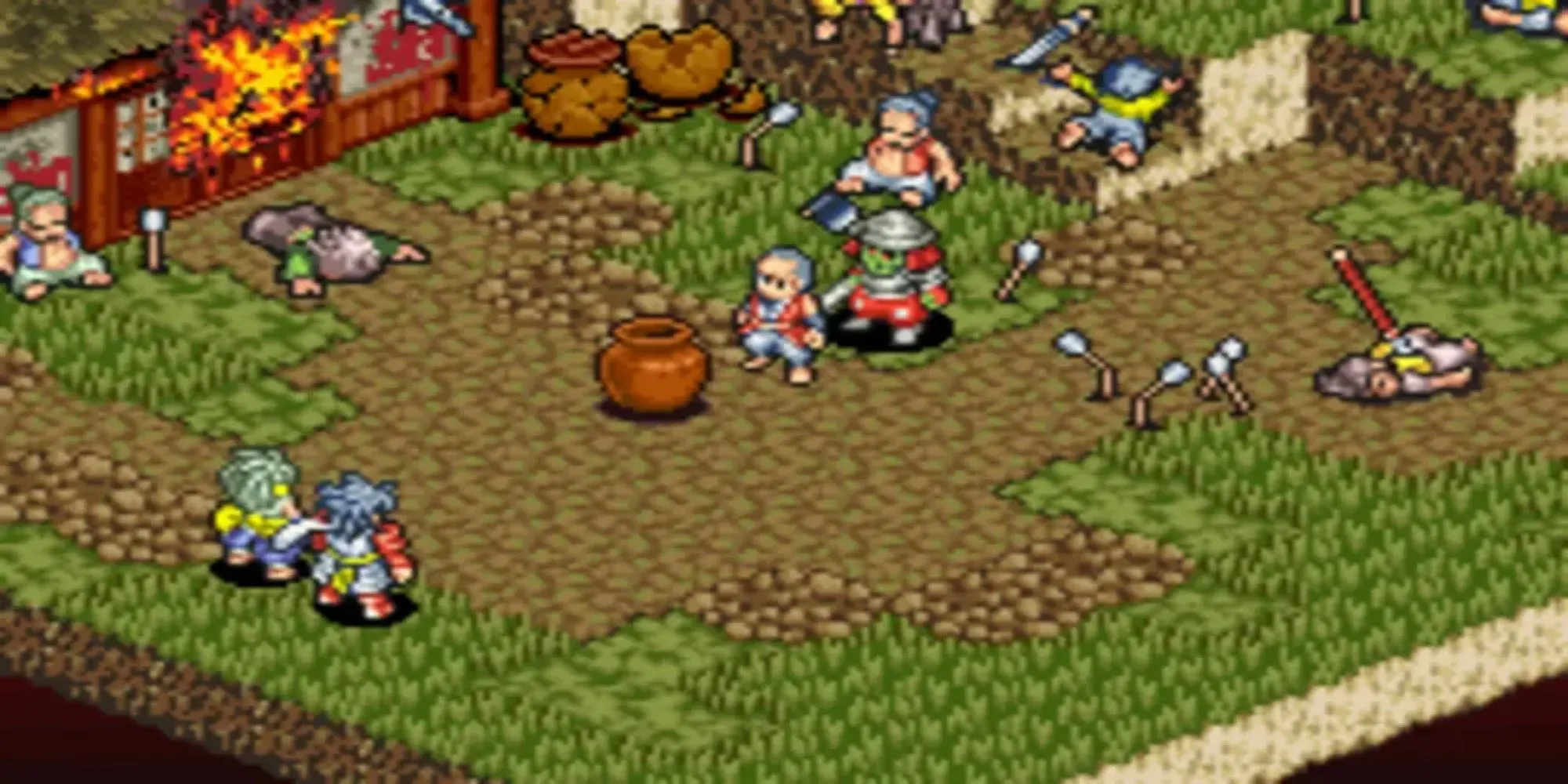 Screenshot gameplay Onimusha Tactics trên GBA, hiển thị các nhân vật chiến đấu trên bản đồ lưới
