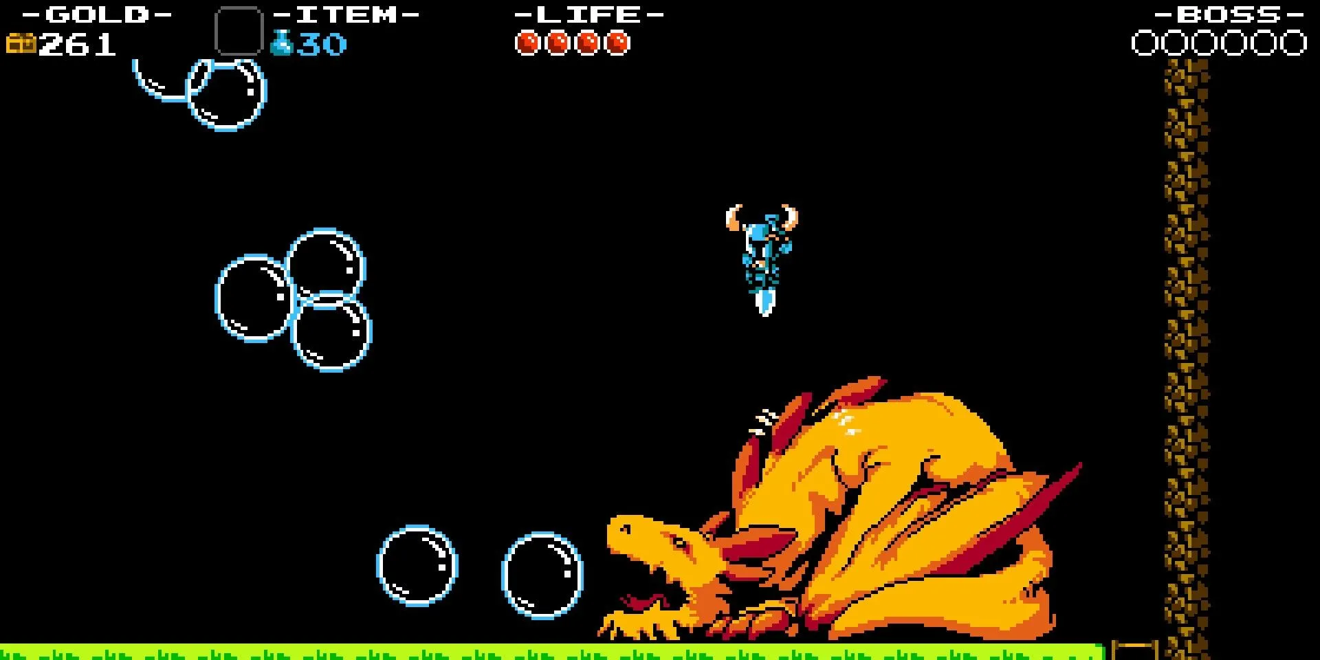 Shovel Knight sử dụng kỹ năng bật nhảy xẻng đặc trưng tấn công kẻ thù trong Shovel Knight