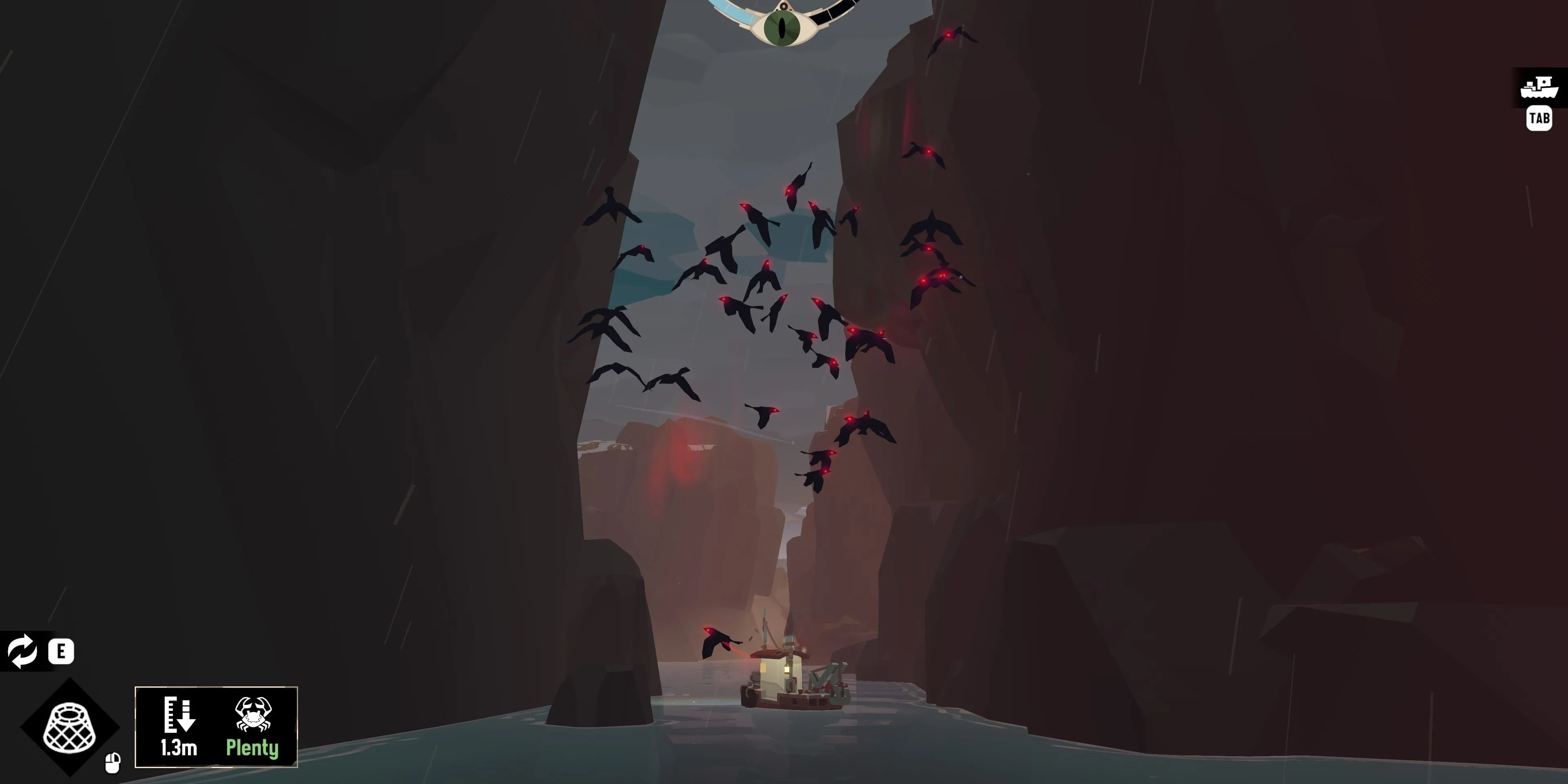 Sinh vật Lovecraftian tấn công thuyền vào ban đêm trong game Dredge