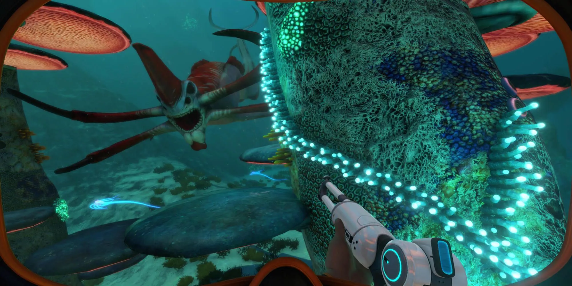 Sinh vật ngoài hành tinh dưới đáy biển trong Subnautica, đại diện cho những bí ẩn và nguy hiểm ở độ sâu lớn.