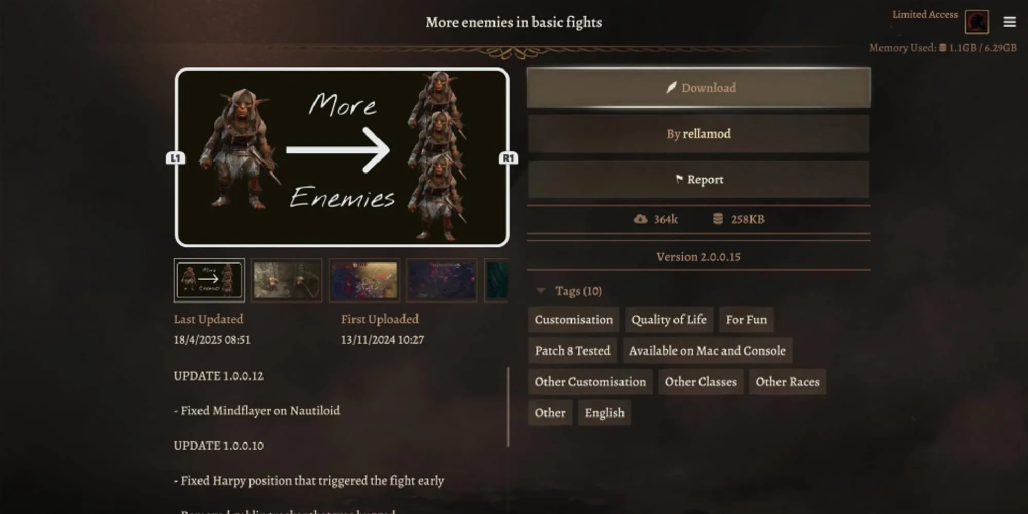 Số lượng kẻ địch tăng lên trong các trận chiến cơ bản với mod More Enemies BG3