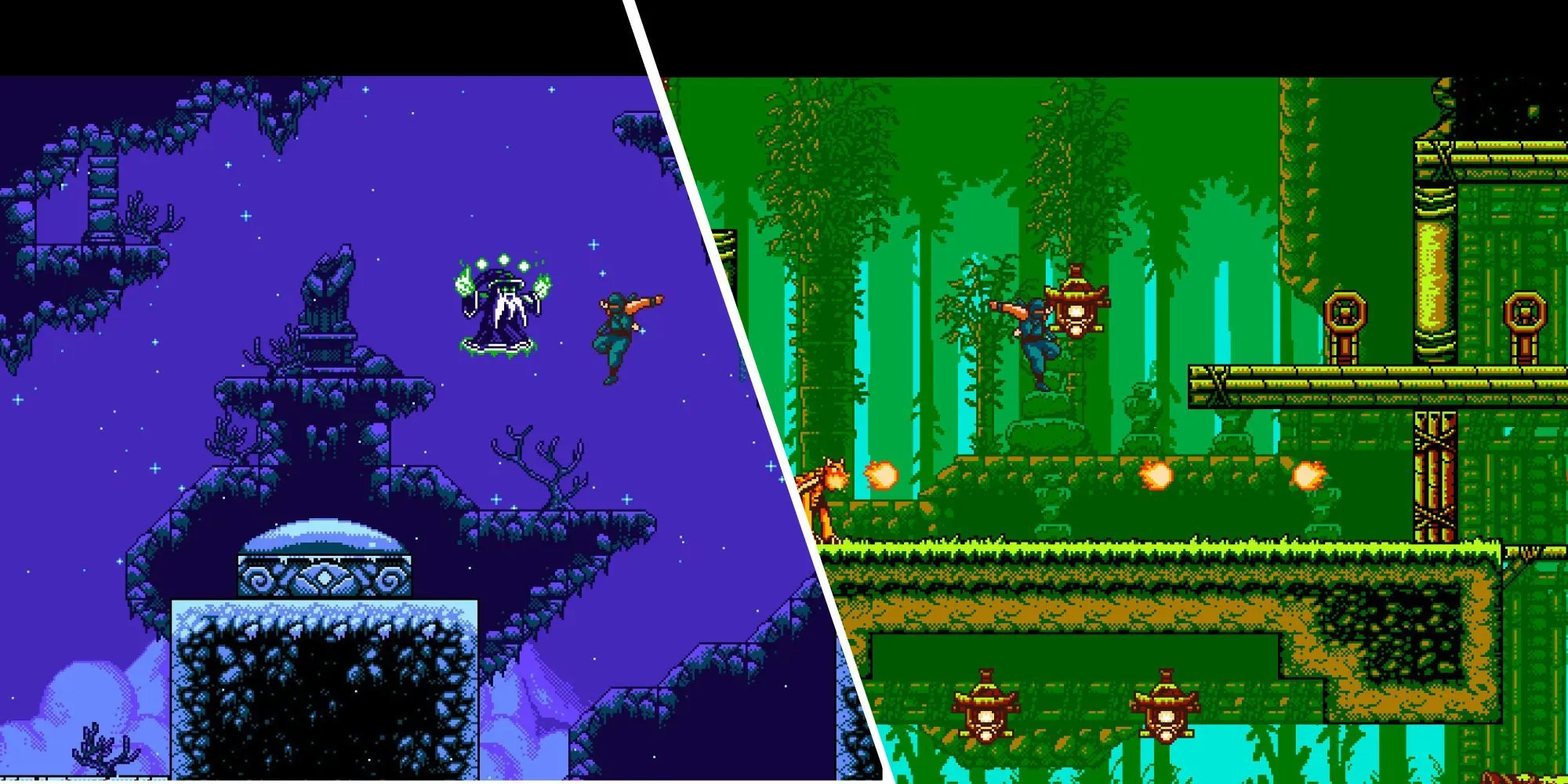 So sánh gameplay platformer và metroidvania trong game The Messenger.