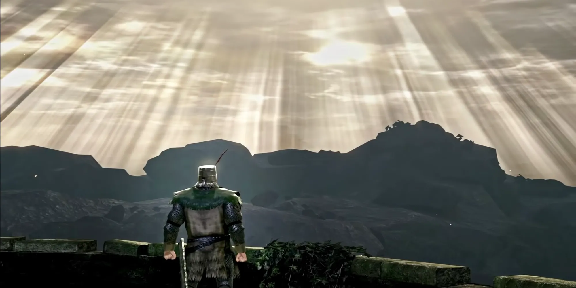 Solaire from Dark Souls 1 looking at the sky