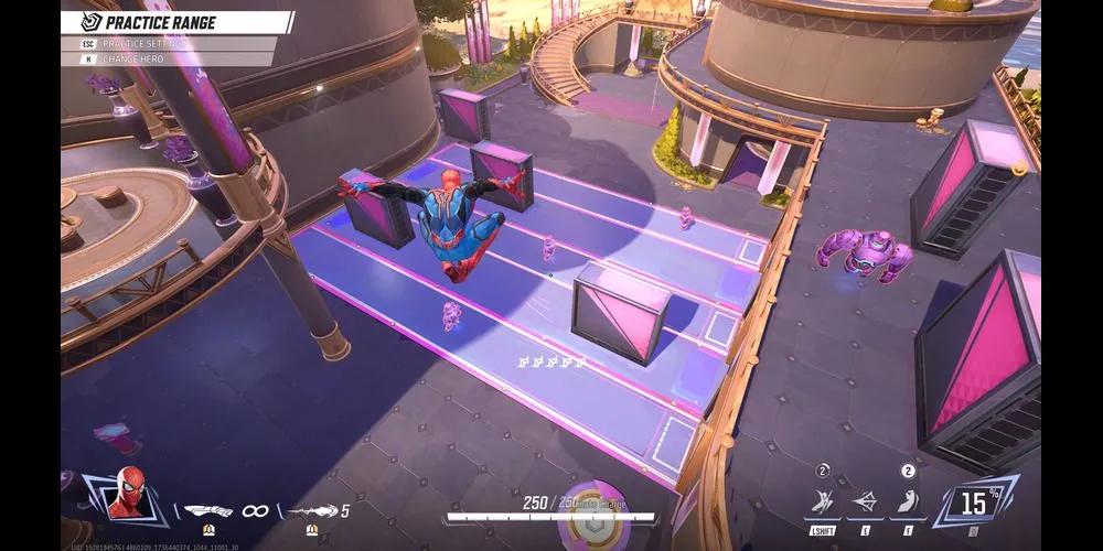 Spider-Man sử dụng kỹ năng đu dây giữa các tòa nhà trong Marvel Rivals