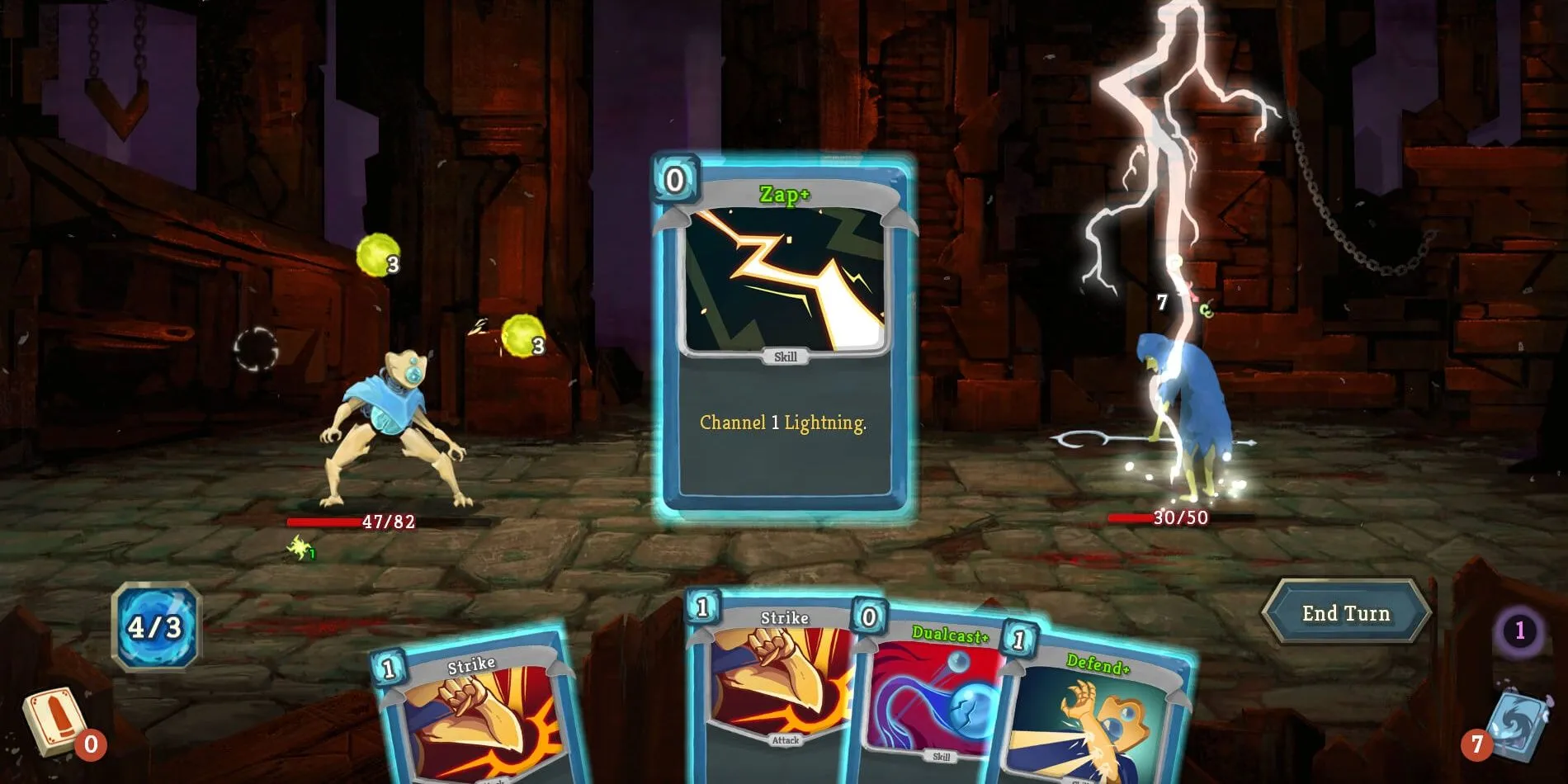 Sử dụng thẻ bài Zap trong game Slay the Spire
