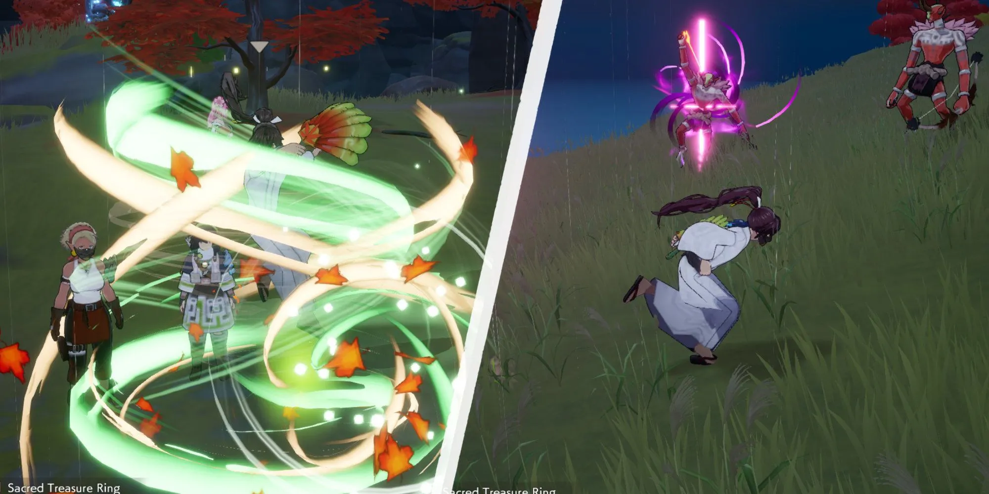Tấn công bằng lốc xoáy và chạy nhanh nhờ Quạt Thiêng (Sacred Fan) trong Rune Factory: Guardians of Azuma