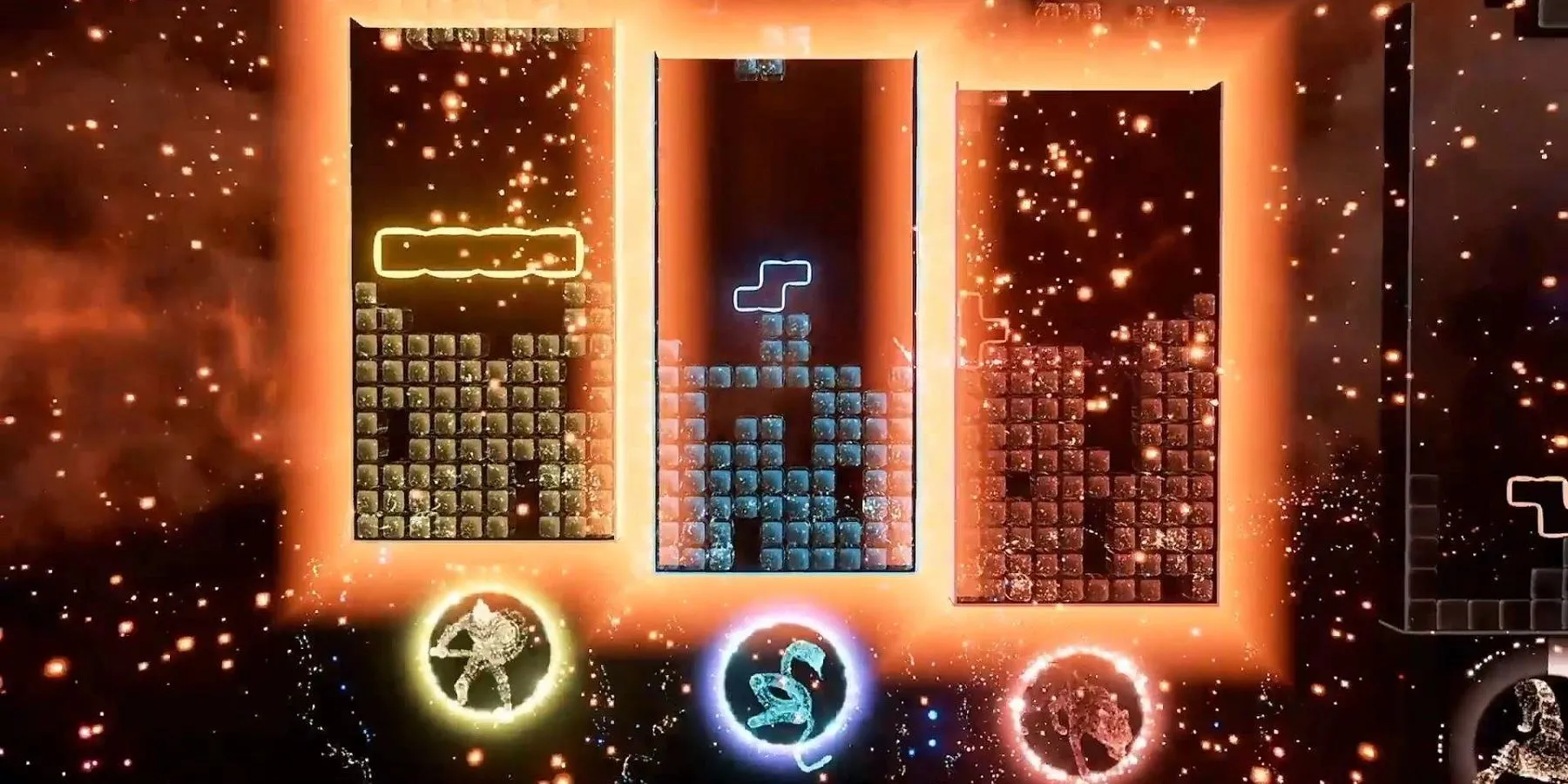 Tetris Effect Connected ba người bạn chơi cùng nhau