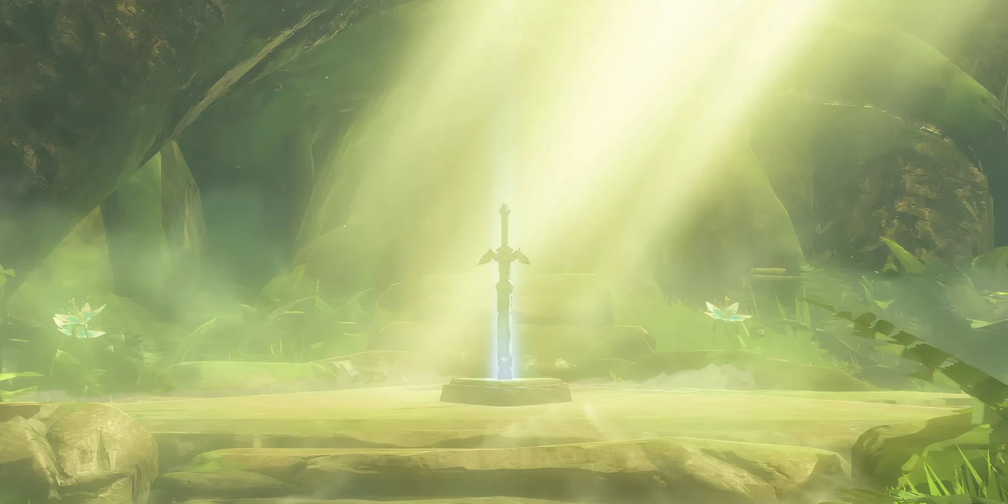 Thanh Kiếm Thần cắm giữa khu rừng rậm rạp trong The Legend of Zelda Breath of the Wild