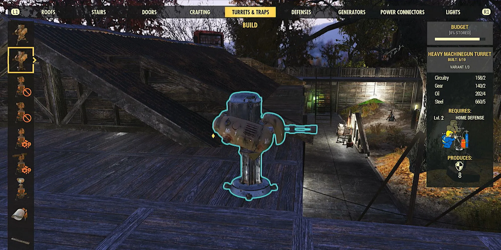 Tháp súng máy hạng nặng có thể chế tạo trong căn cứ ở Fallout 76