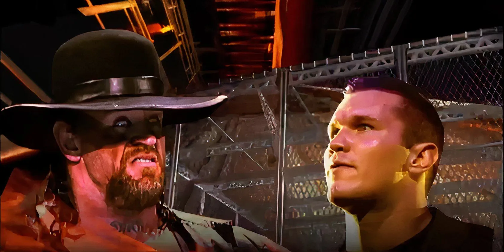The Undertaker và Randy Orton đấu trong lồng Hell in a Cell tại sự kiện Armageddon 2005 của WWE.