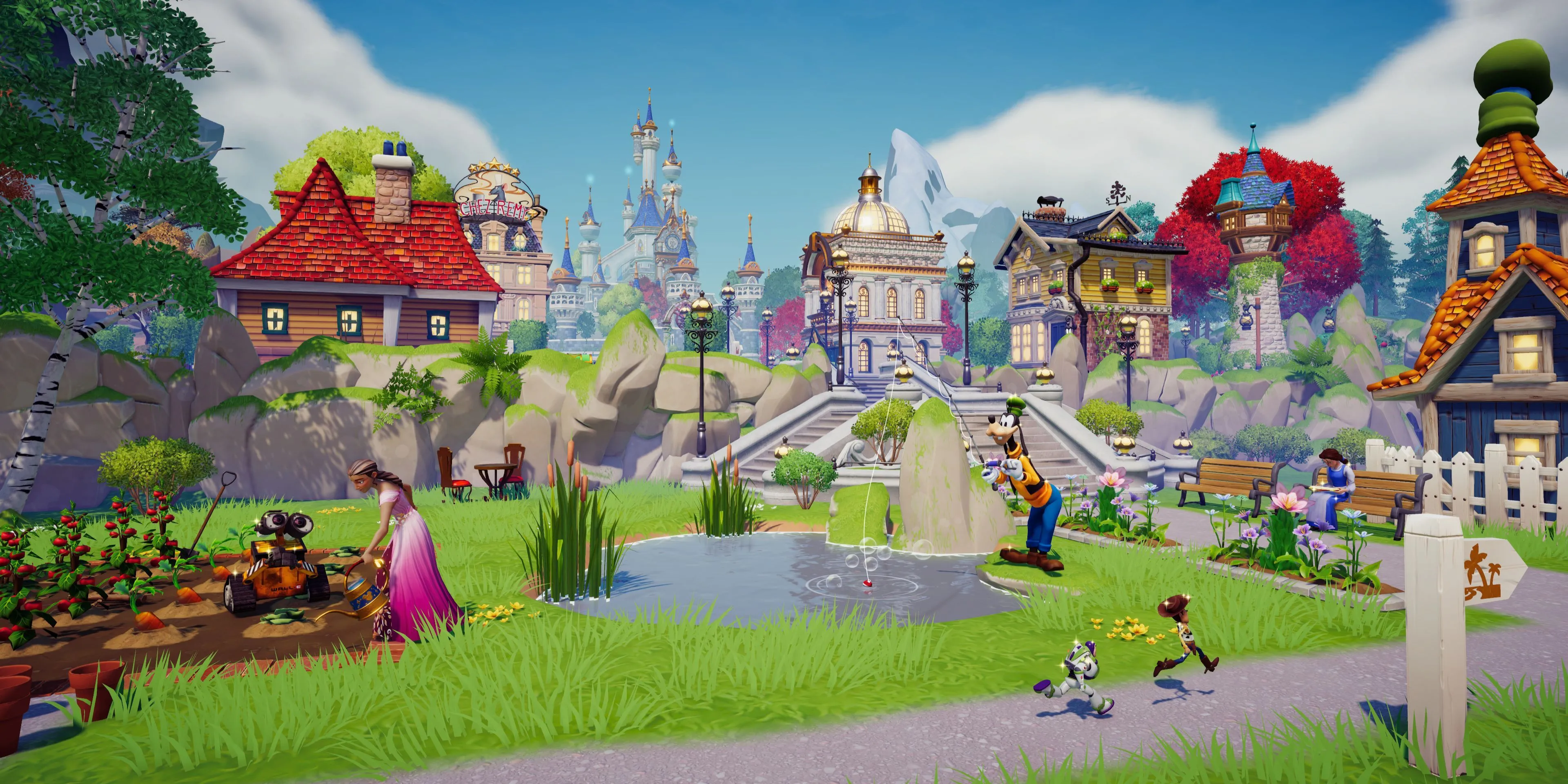 Thị trấn Dreamlight Valley với các nhân vật Disney quen thuộc