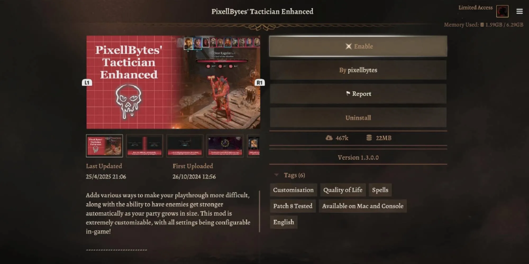 Thử thách chiến đấu tăng cường với mod PixellBytes' Tactician Enhanced BG3
