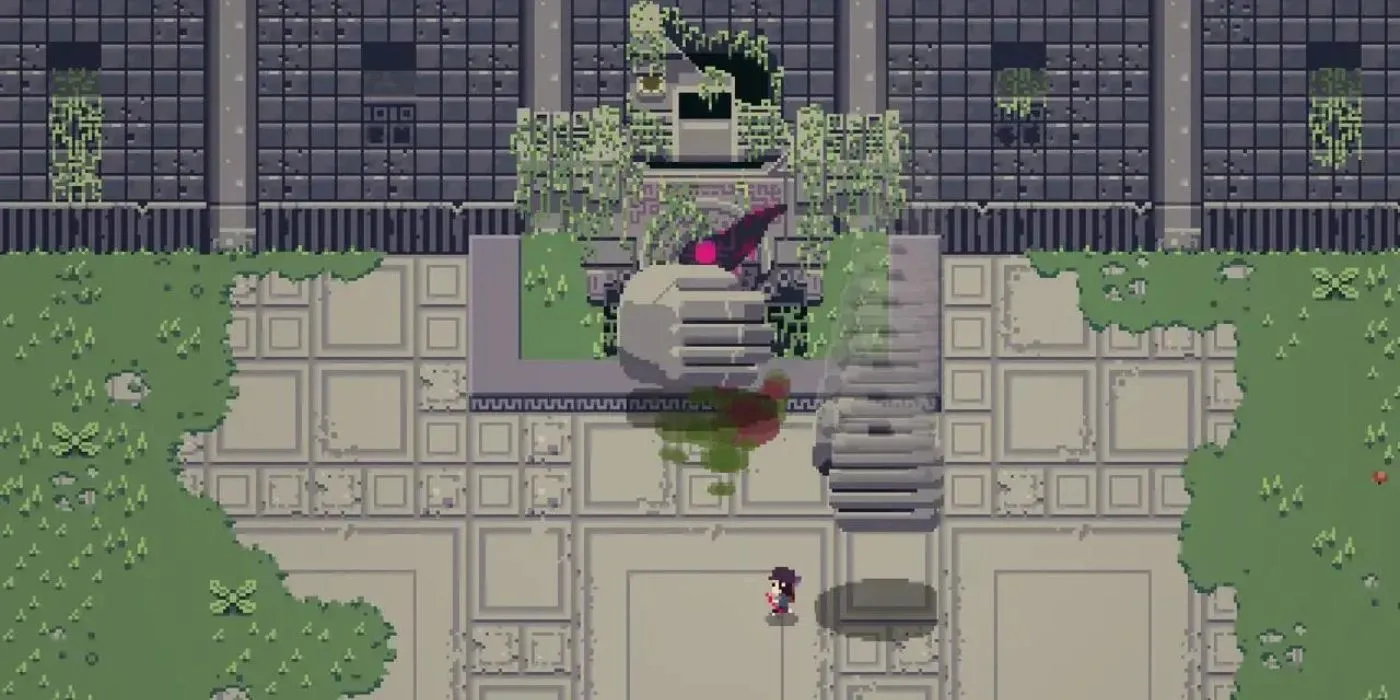Titan Souls screenshot cảnh đấu boss tập trung vào độ chính xác