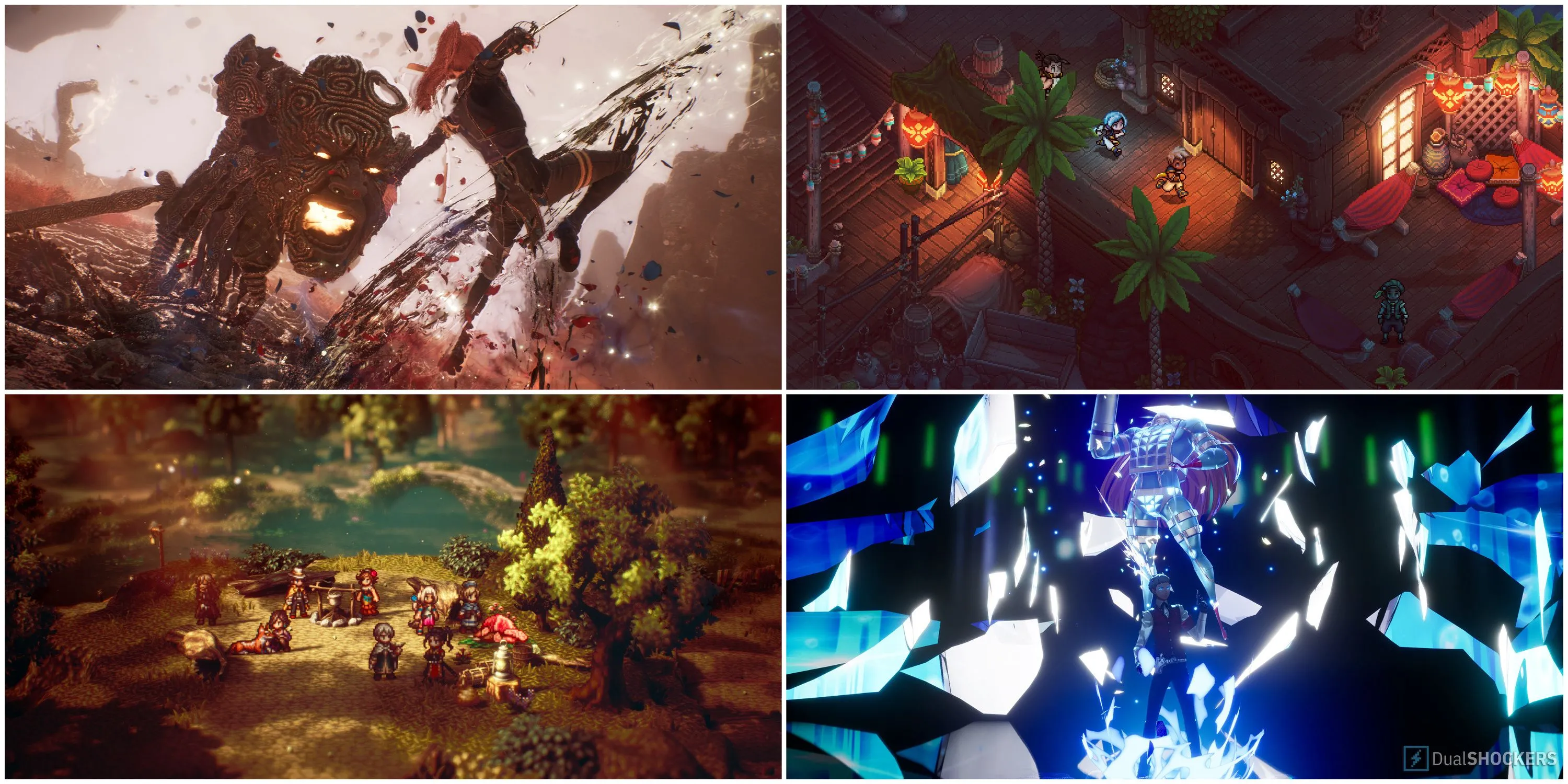 Tổng hợp hình ảnh các game JRPG hiện đại mang phong cách cổ điển: Octopath Traveler 2, Persona 3 Reload, Sea of Stars