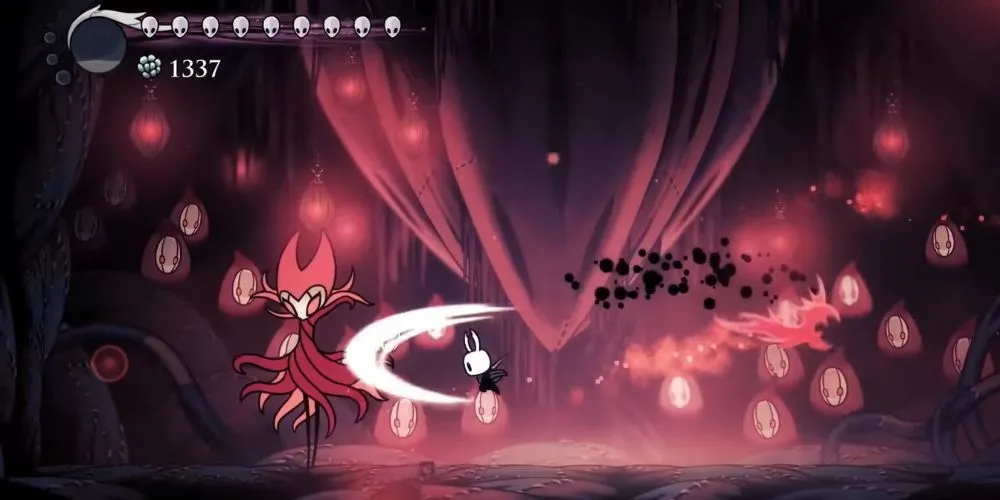 Trận chiến boss Nightmare King Grimm trong Hollow Knight