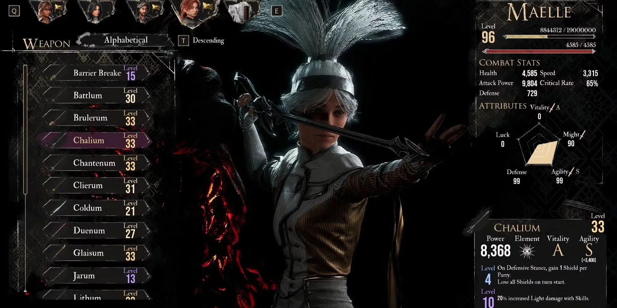 Vũ khí Chalium của Maelle trong game Clair Obscur Expedition 33