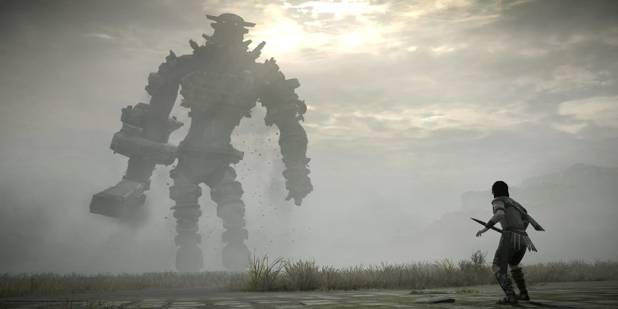 Wander đối đầu với một Colossus khổng lồ trong Shadow of the Colossus