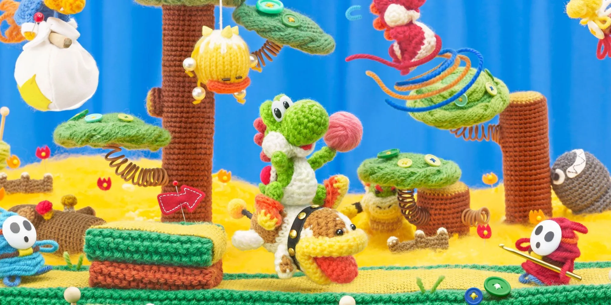 Yoshi làm từ sợi len trong môi trường cũng làm từ sợi len