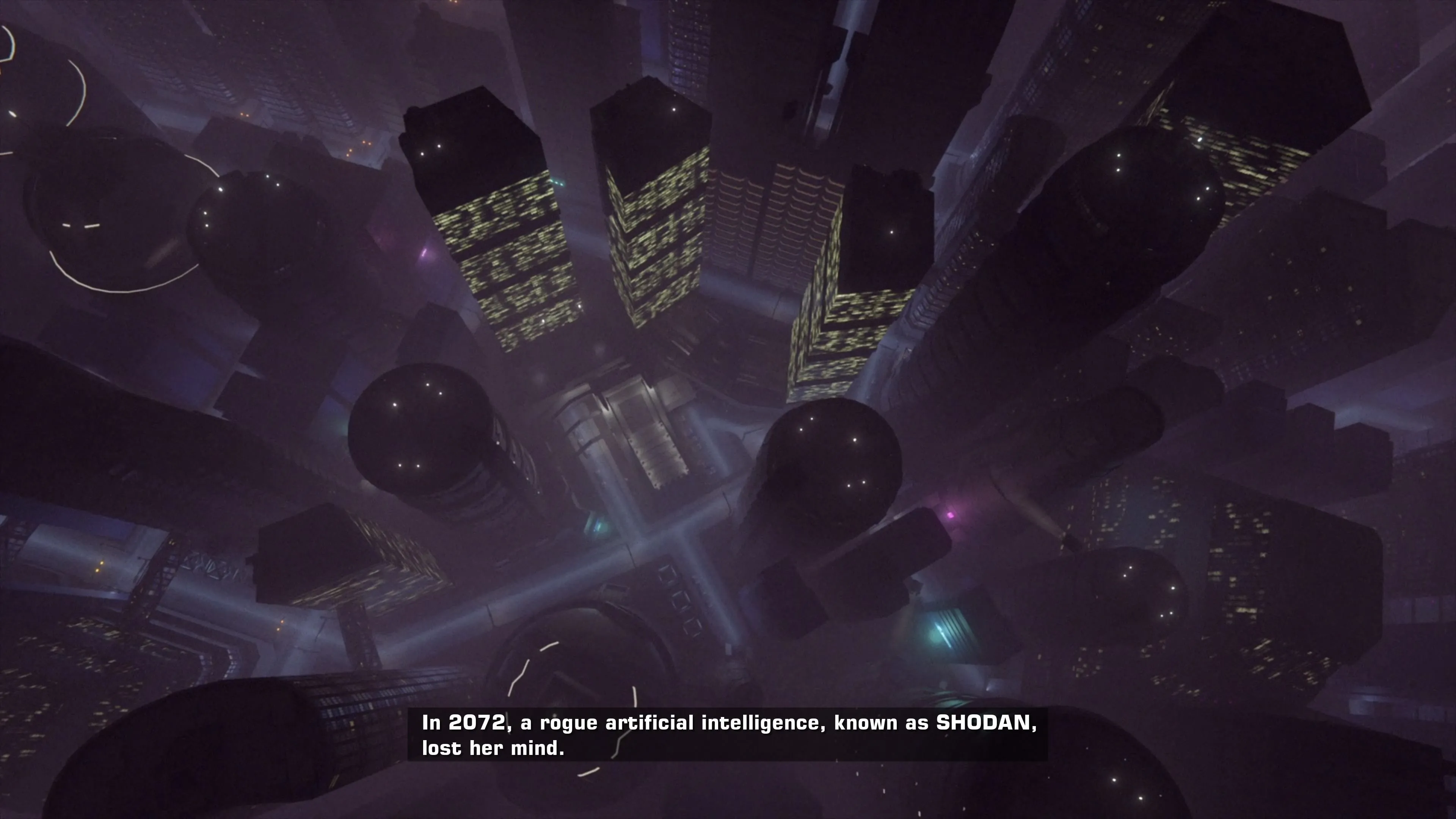 Bối cảnh thành phố trong System Shock 2 Remaster thể hiện không khí sci-fi