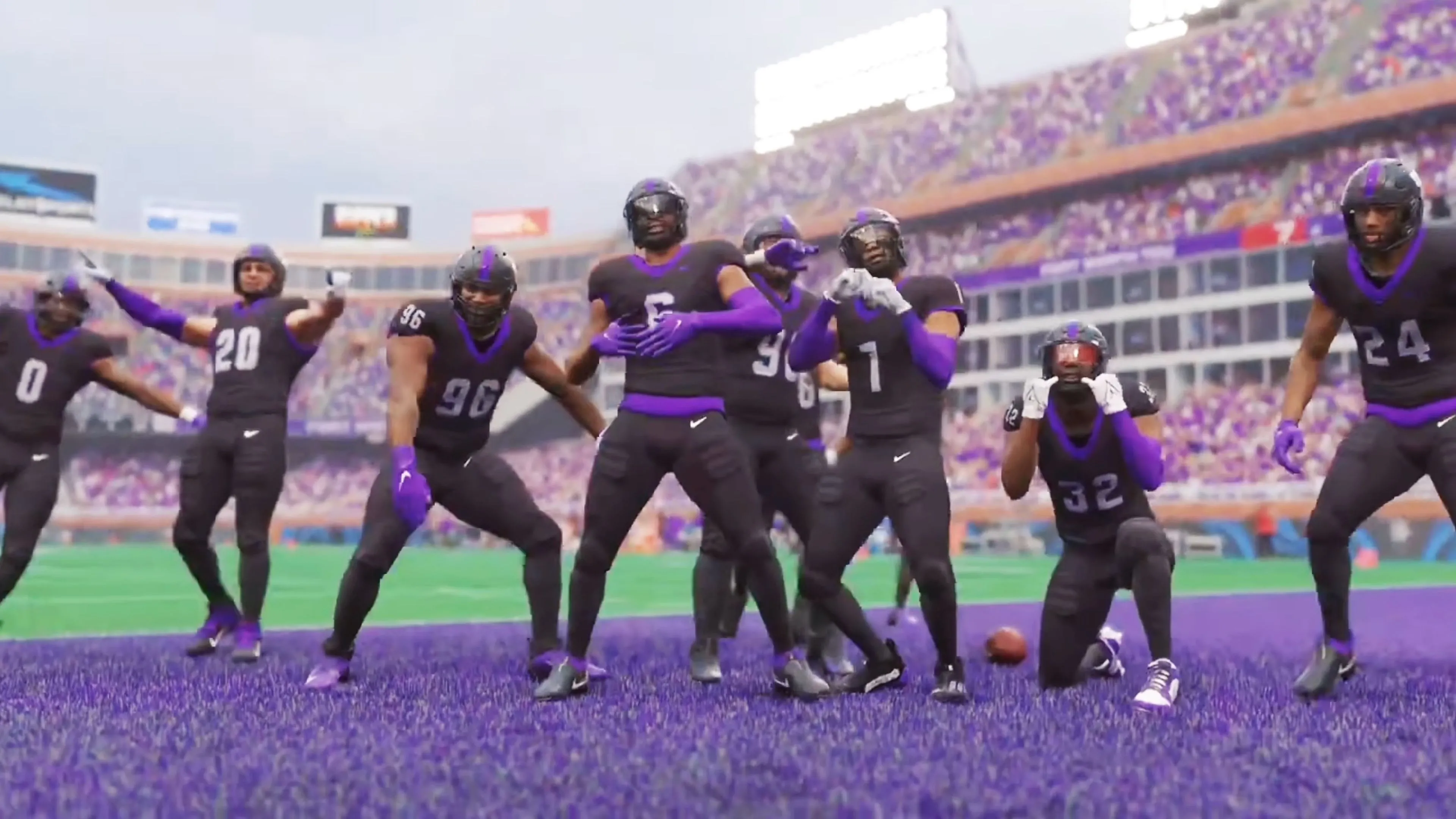 Cảnh ăn mừng sau khi ghi điểm trong game College Football 26