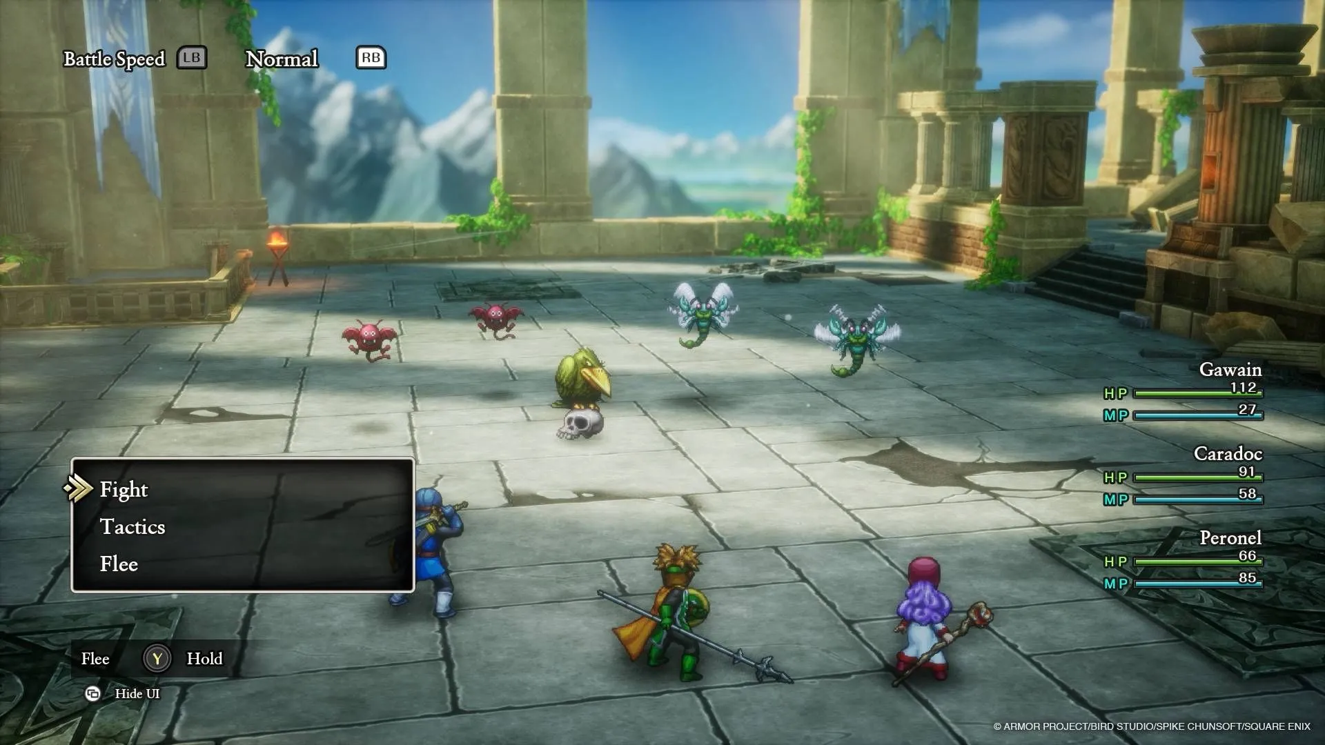Cảnh chiến đấu trong Dragon Quest 1 & 2 HD-2D Remake, đồ họa HD-2D độc đáo