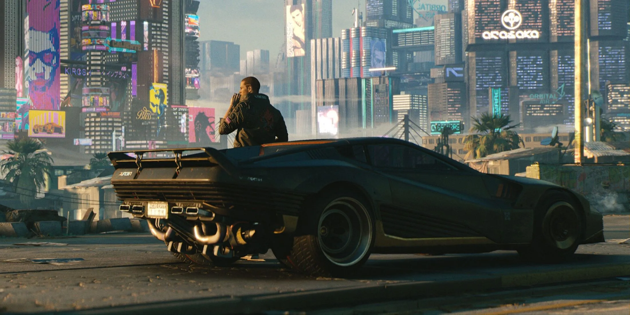 Cảnh hành động kịch tính trong Cyberpunk 2077, nhân vật V đang chiến đấu.