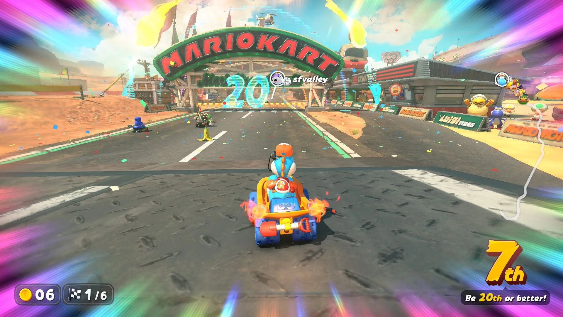 chế độ Knockout Tour Mario Kart World với nhiều xe đua
