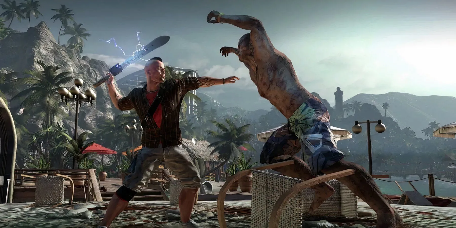 Chiến binh sống sót trong Dead Island 2 đang tấn công zombie bằng mã tấu