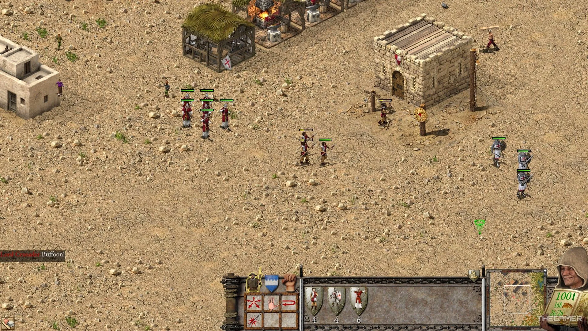 Đội hình bộ binh hành quân chuẩn bị chiến đấu trong Stronghold Crusader.