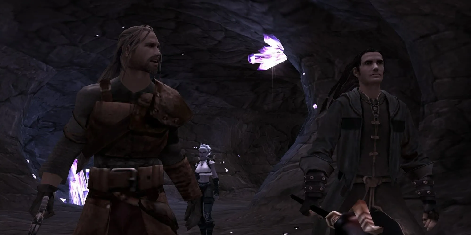 Đội hình nhân vật chiến đấu trong Forgotten Realms: Demon Stone, minh họa gameplay hành động chặt chẽ.
