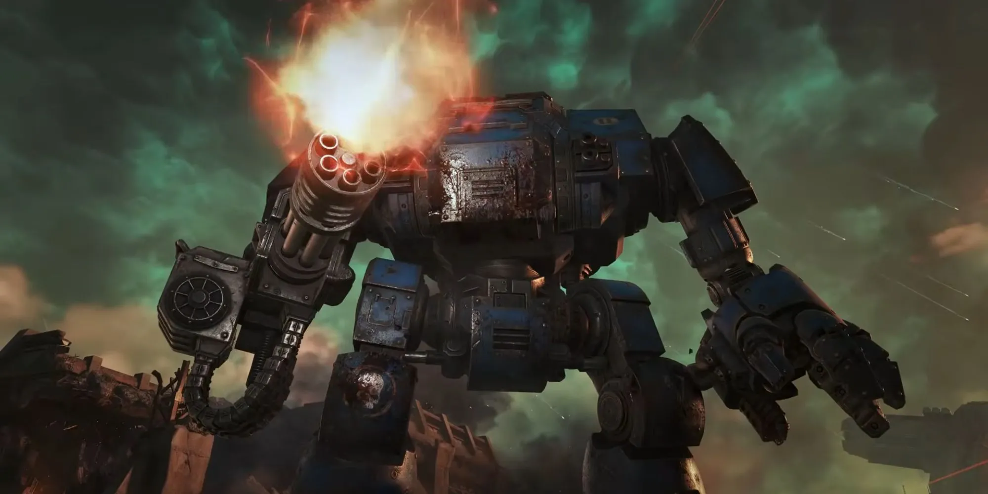 Dreadnought của Space Marine 2 trong chế độ Siege, một đơn vị hỗ trợ mạnh mẽ.