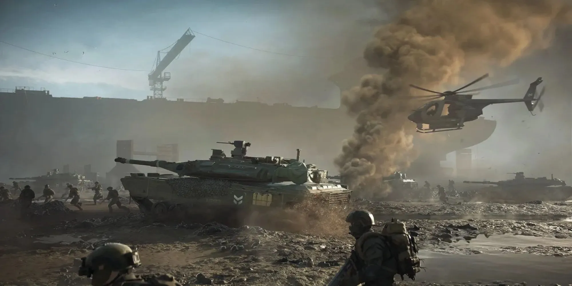 Hình ảnh Battlefield 2042, tựa game được đồn đoán là Battlefield 6, trong bối cảnh chiến tranh hiện đại.