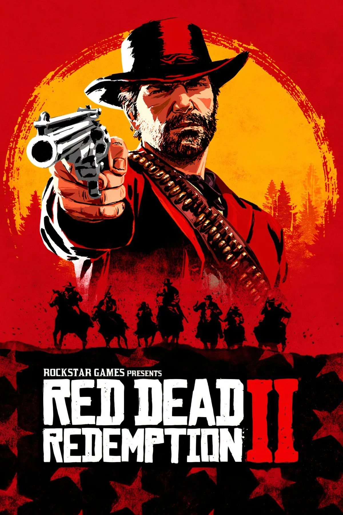 Hình ảnh bìa tổng hợp của game Red Dead Redemption 2, thể hiện thế giới mở rộng lớn và đa dạng